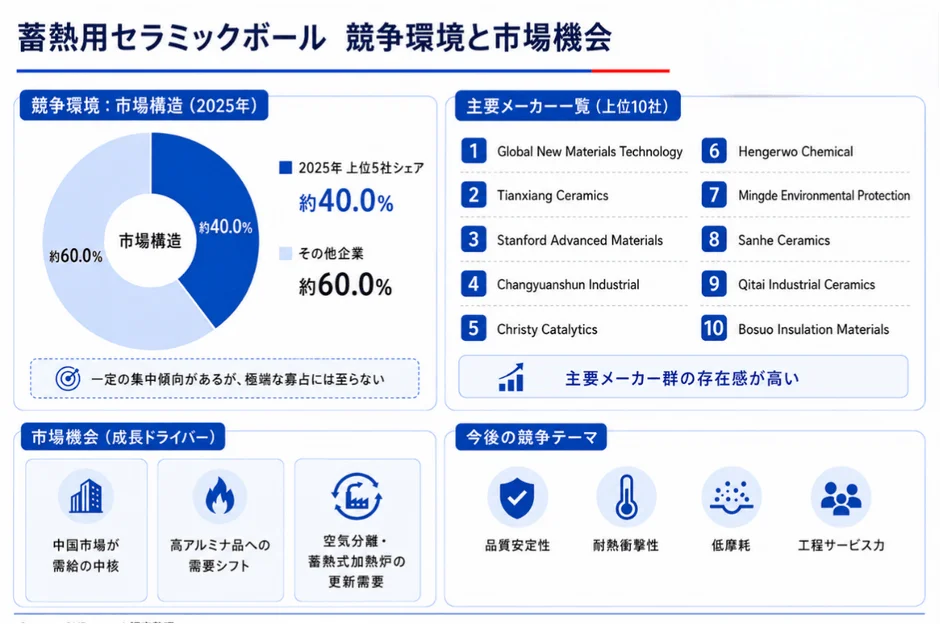 蓄熱用セラミックボール 競争環境と市場機会