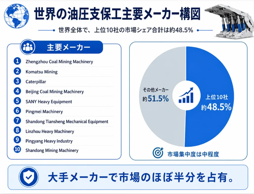 世界の油圧支保工主要メーカー構図