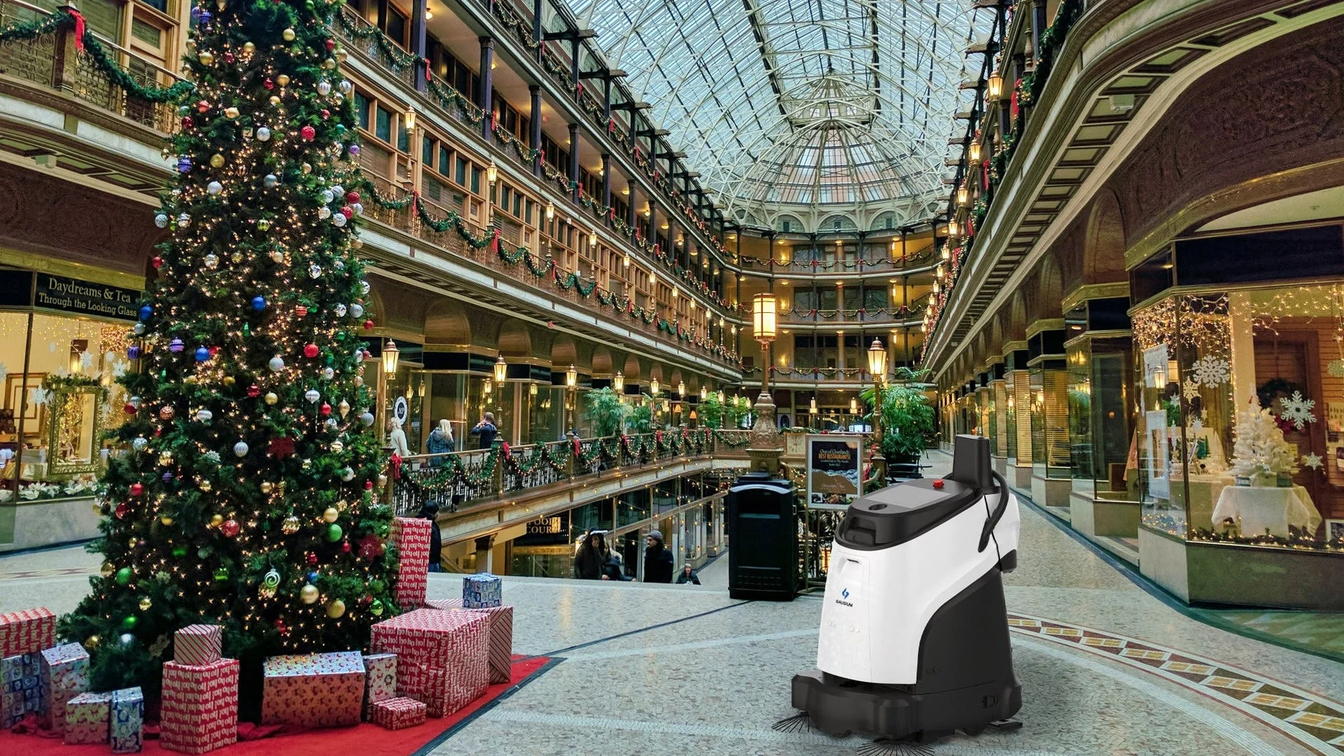 ショッピングモールでの清掃ロボット