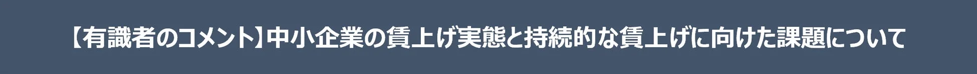 【有識者のコメント】中小企業の賃上げ実態と持続的な賃上げに向けた課題について