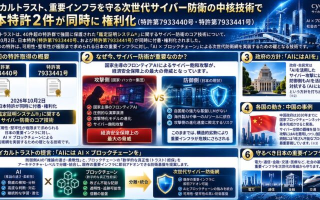 「AIにはAI×ブロックチェーンを」　サイカルトラストがサイバー防衛のコア技術で特許2件を同時権利化